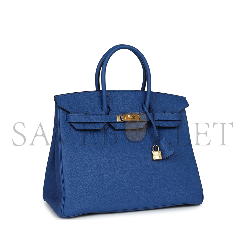 HERMÈS BIRKIN 35 BLEU ROYAL TOGO GOLD HARDWARE (35*28*18cm)